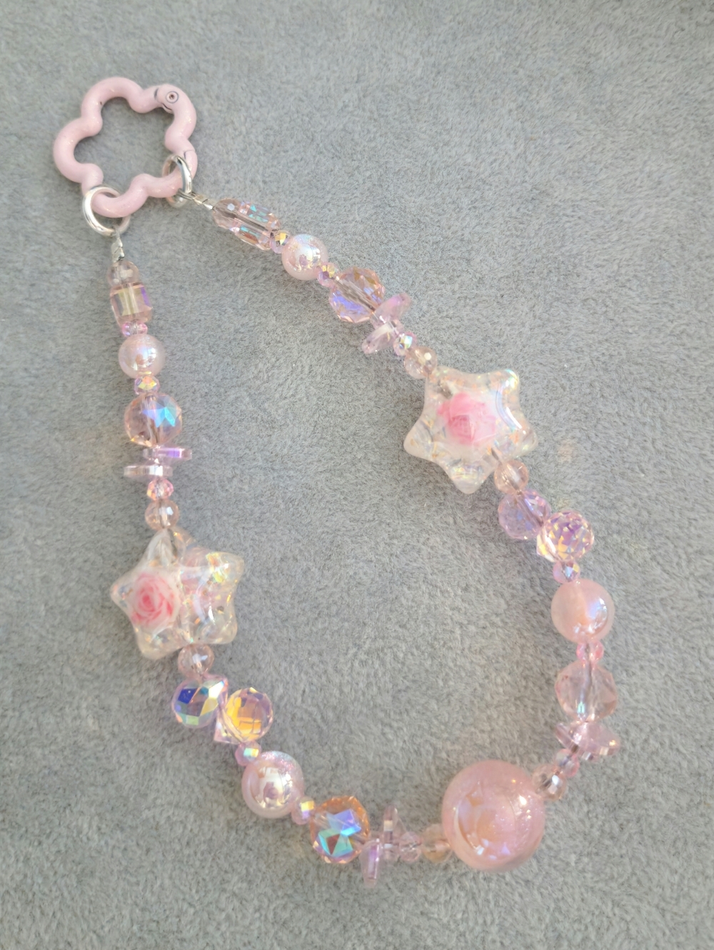 Pink and Rose Beaded PhoneBracelet/ Bag Charm